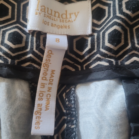 Laindry by Shelli Segal Black and Cream Geometric Cropped Straight Leg Pants - Picture 3 of 4